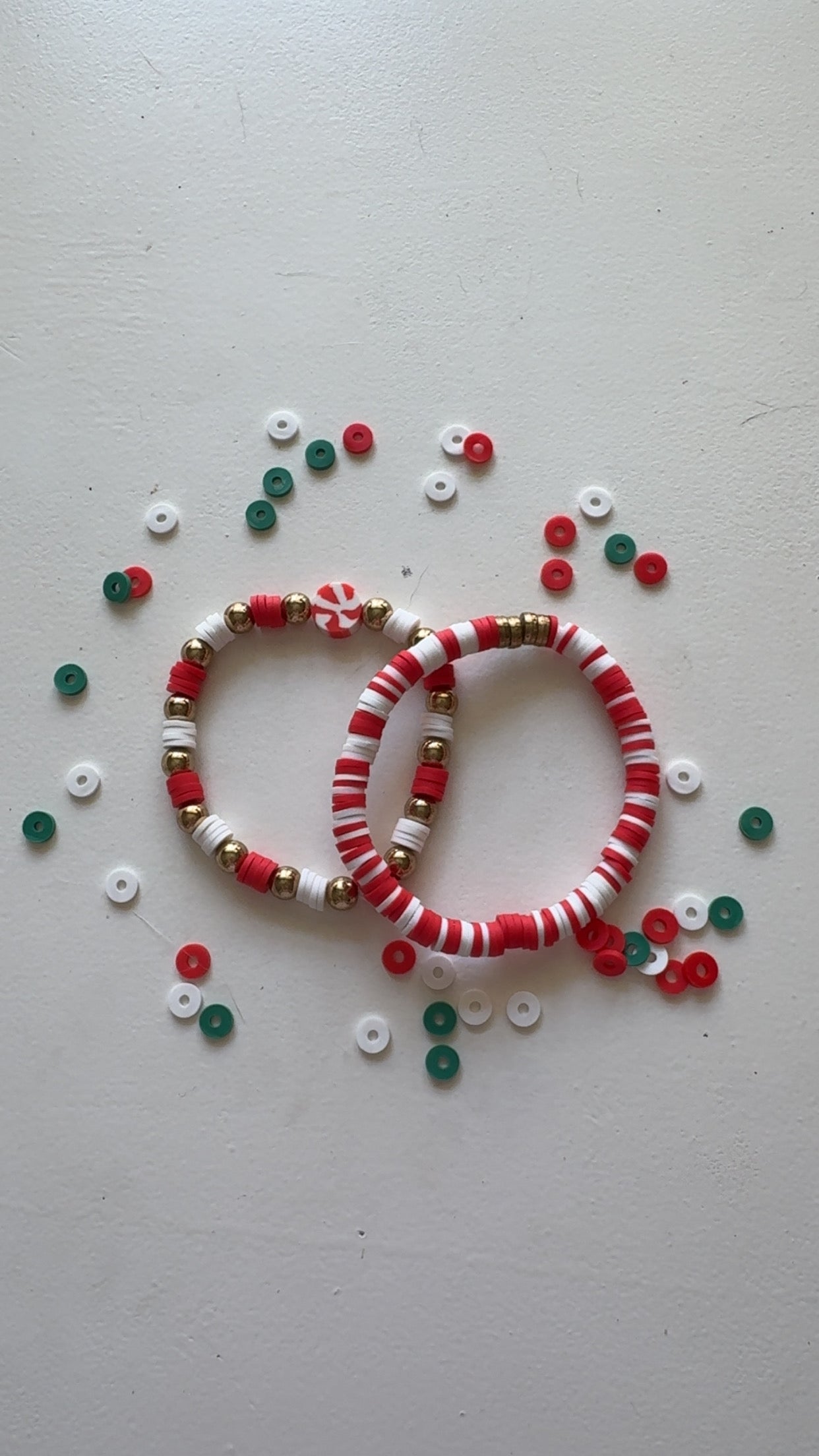 Christmas Red and white Clay beads bracelet!