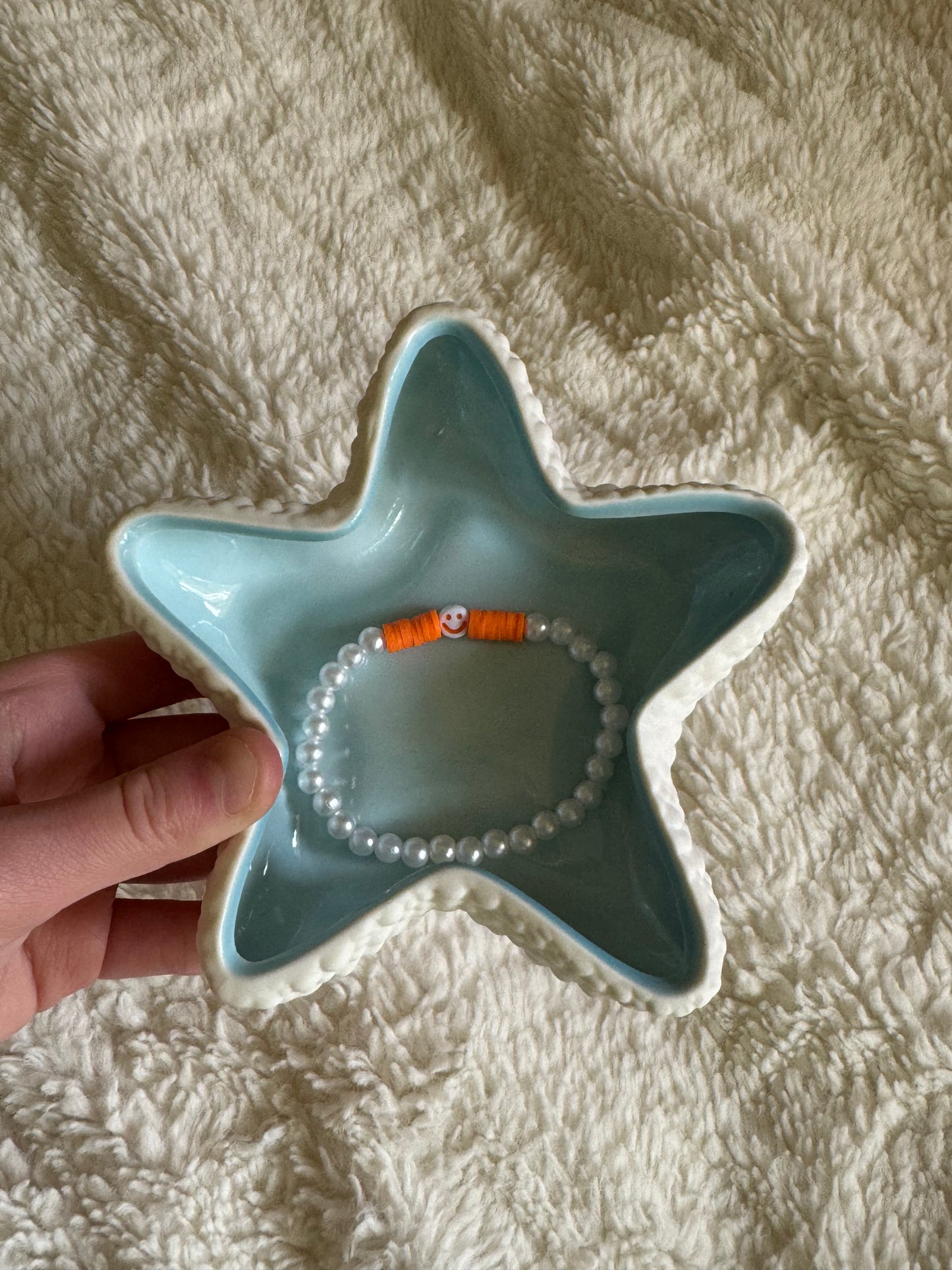 Pearl halloween smiley face bracelet!