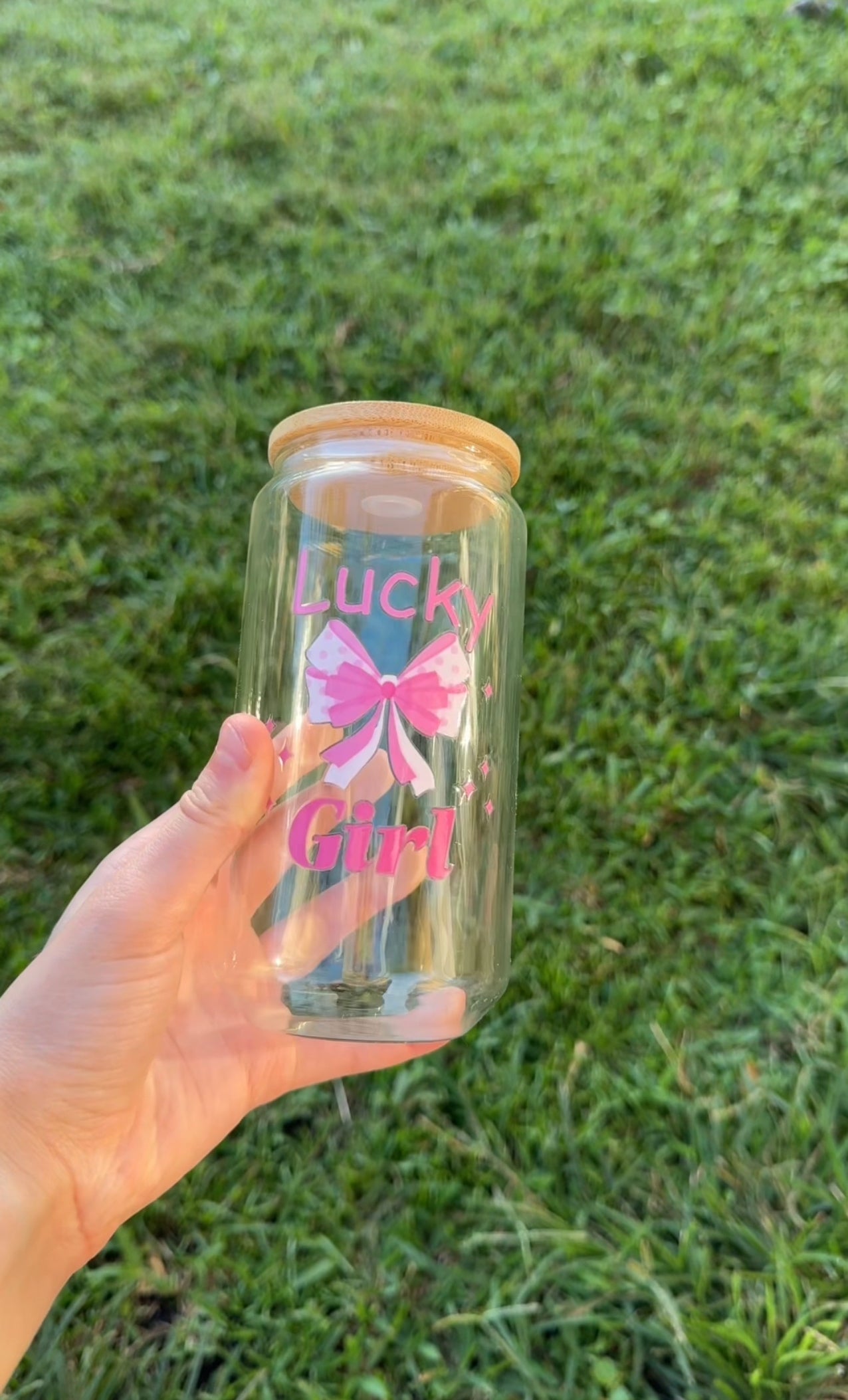 Lucky girl Glass cup!