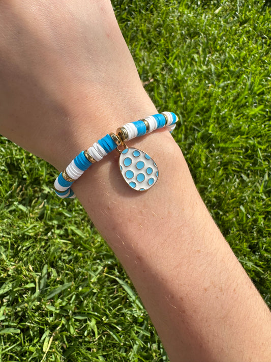 Blue easter egg Clay beads bracelet!