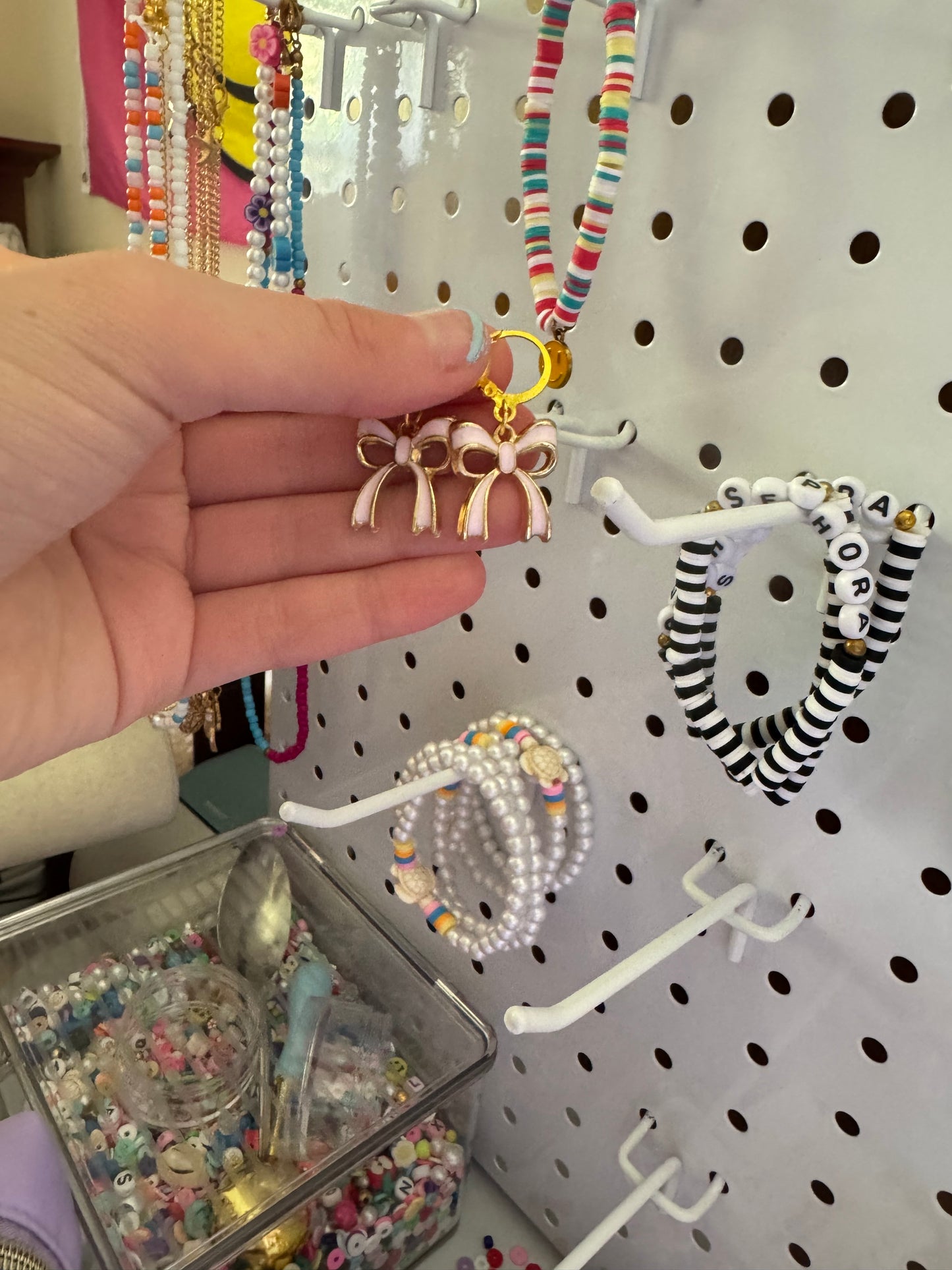 Pink bow earrings!
