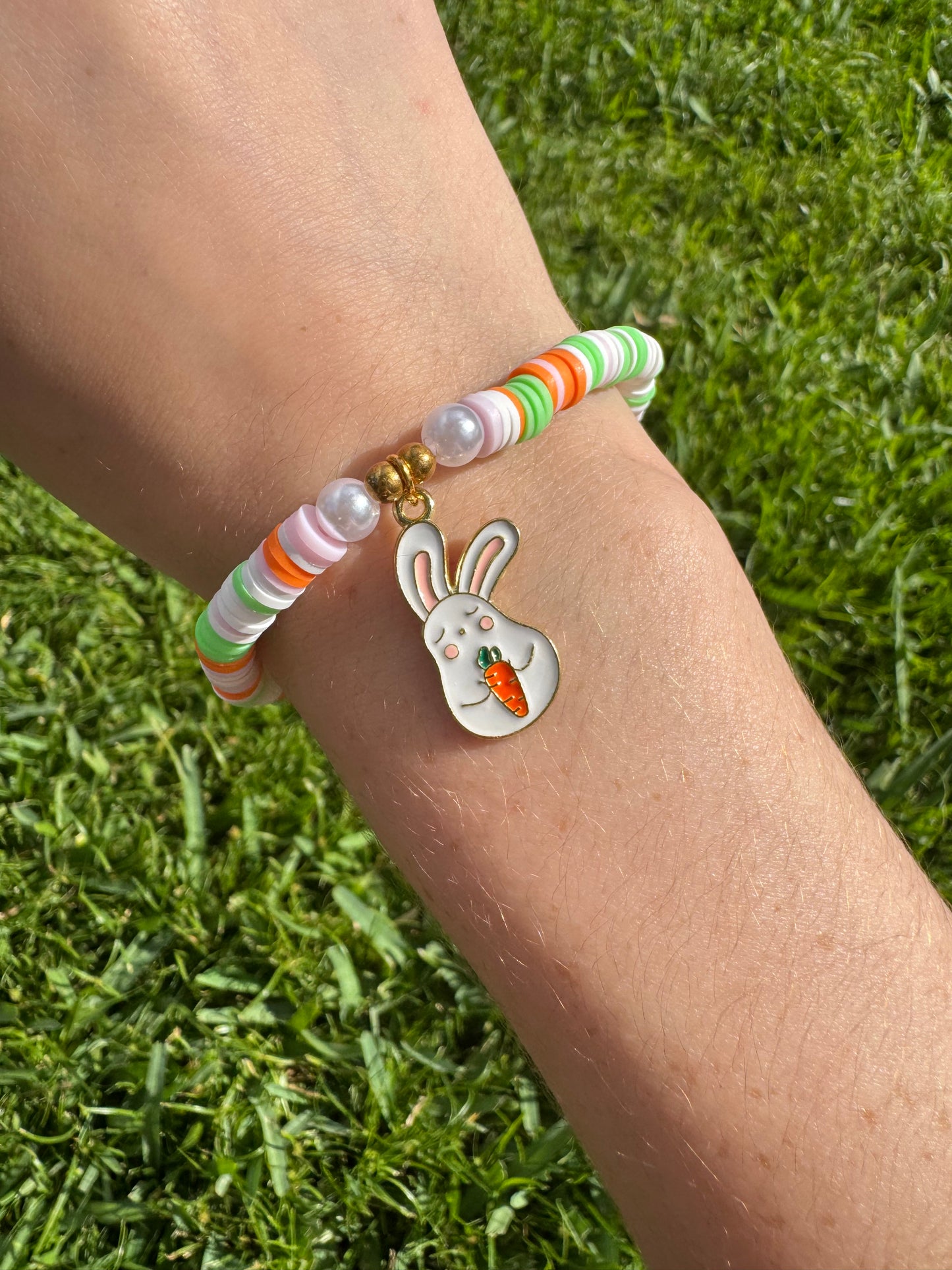 Easter bunny Clay beads bracelet set!