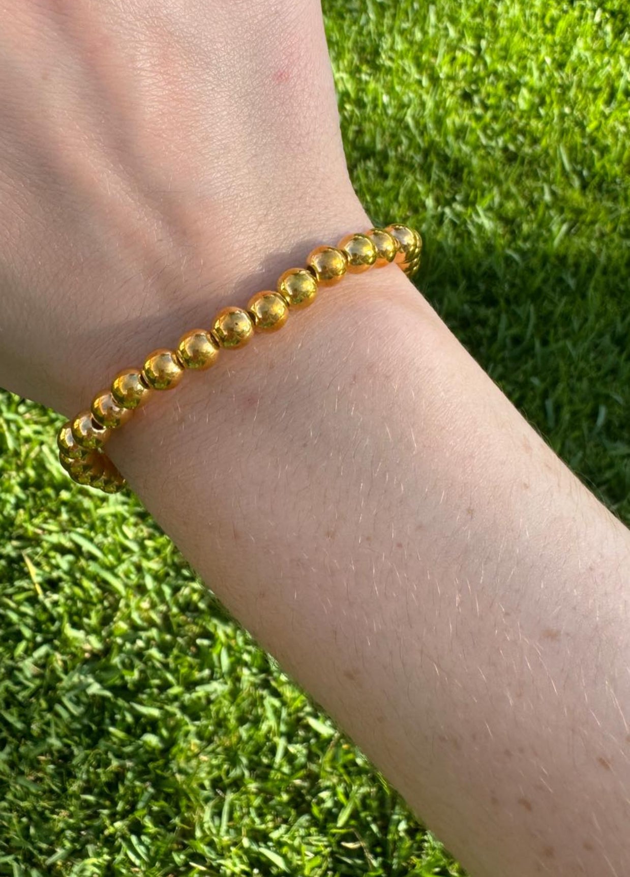 Gold pearl smiley face bracelet!