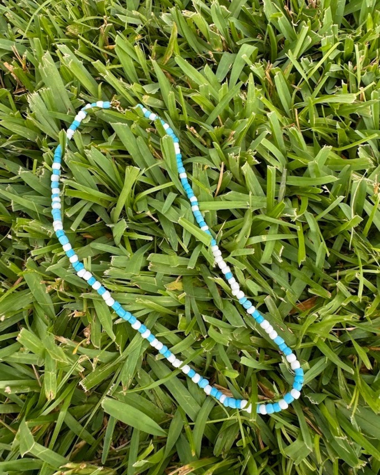Ocean blue and white Seed beads necklace!
