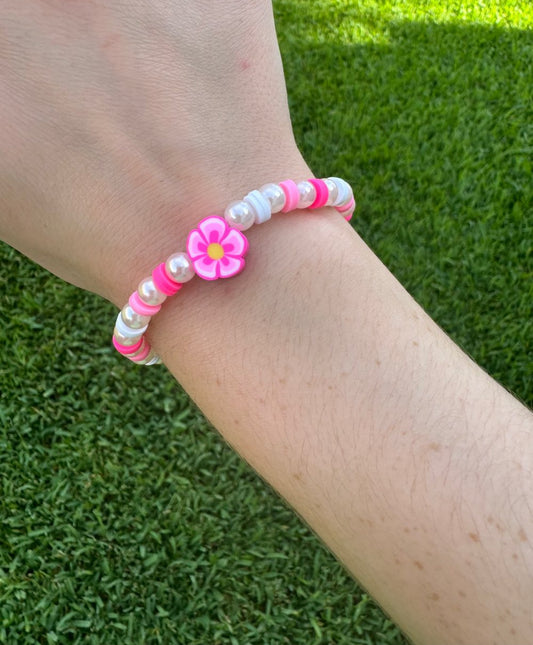 Pearl flower Clay beads bracelet!