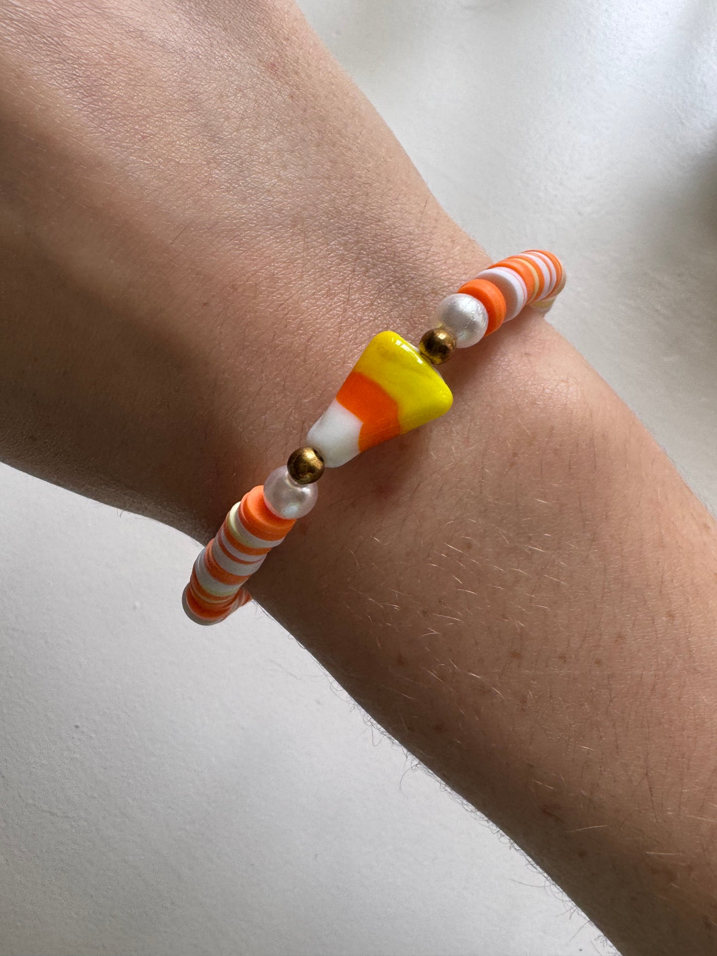 Candy corn Clay beads bracelet!