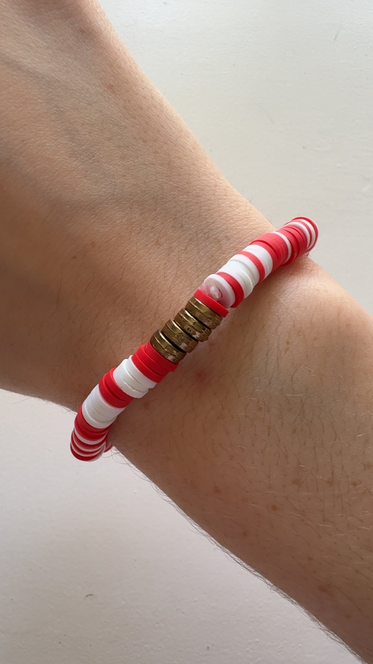 Christmas Red and white Clay beads bracelet!