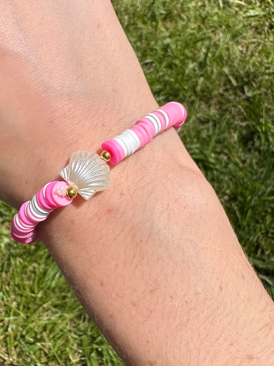 Coastal Ocean pink and blue Clay beads bracelet set!