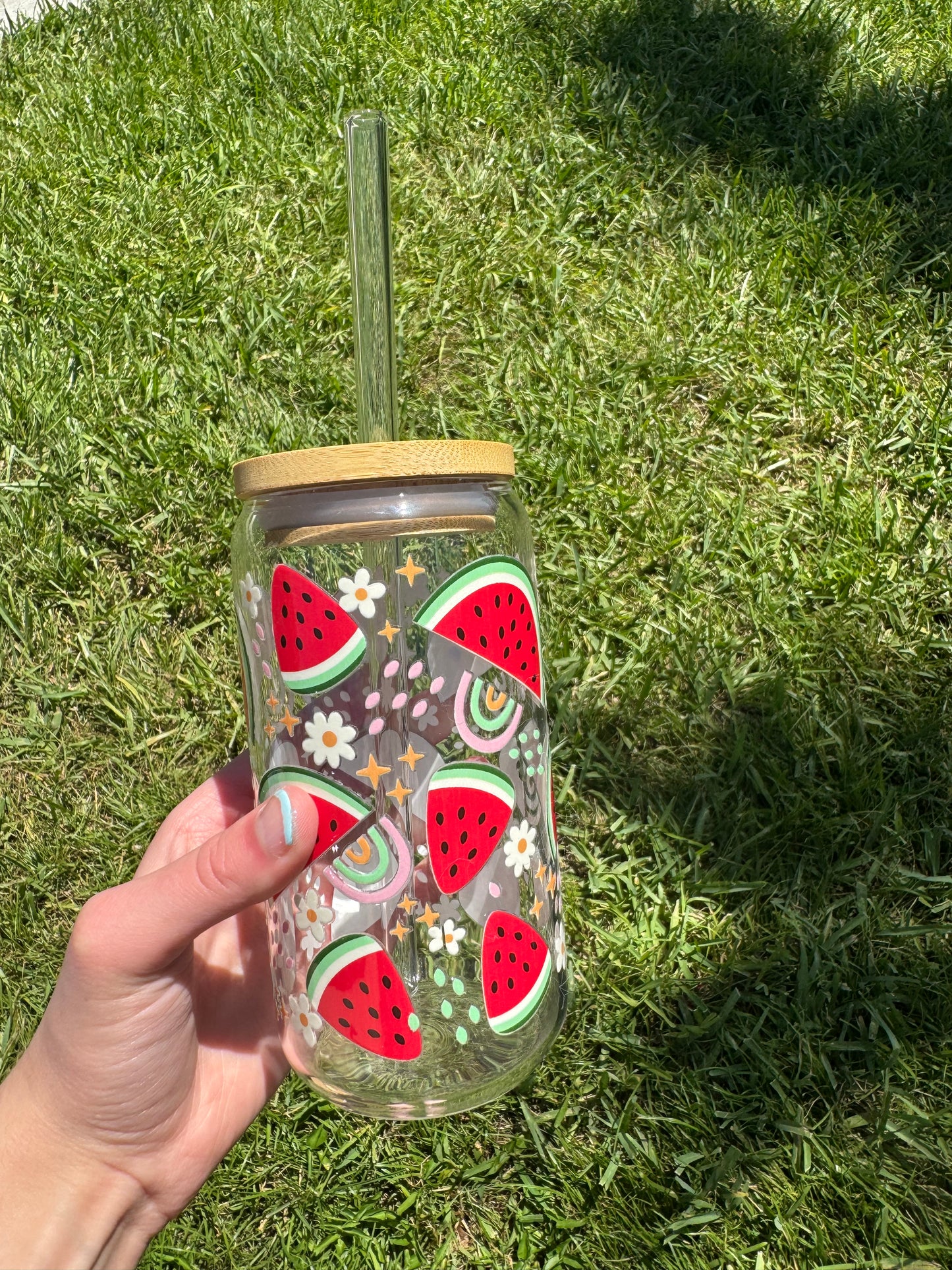 Starry watermelon glass cup!