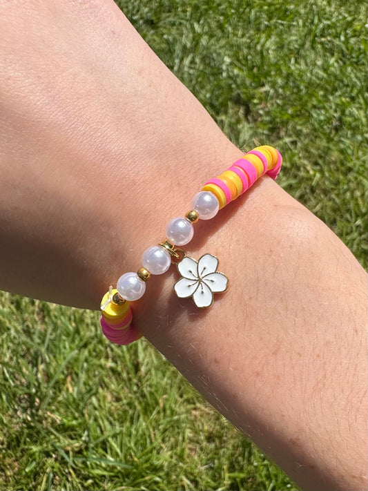 Pearl Flora Flower Clay beads bracelet!