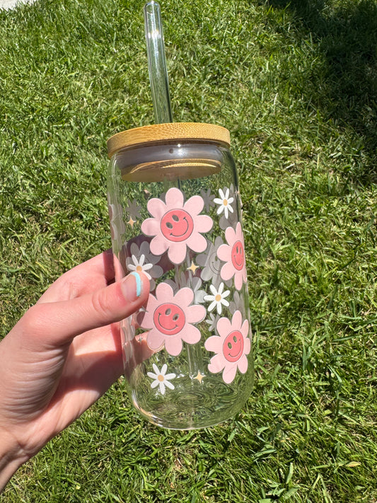 Smiley face flower glass cup!