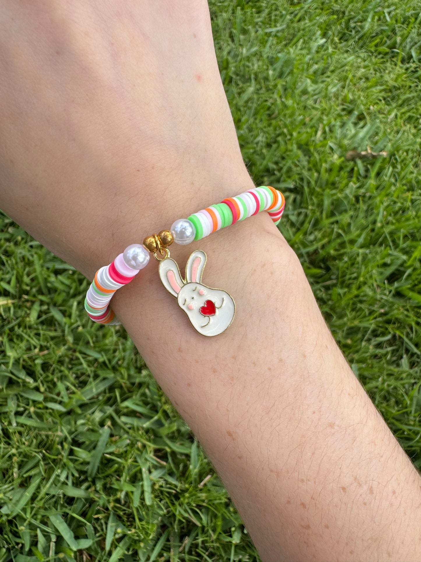 Easter bunny Clay beads bracelet set!