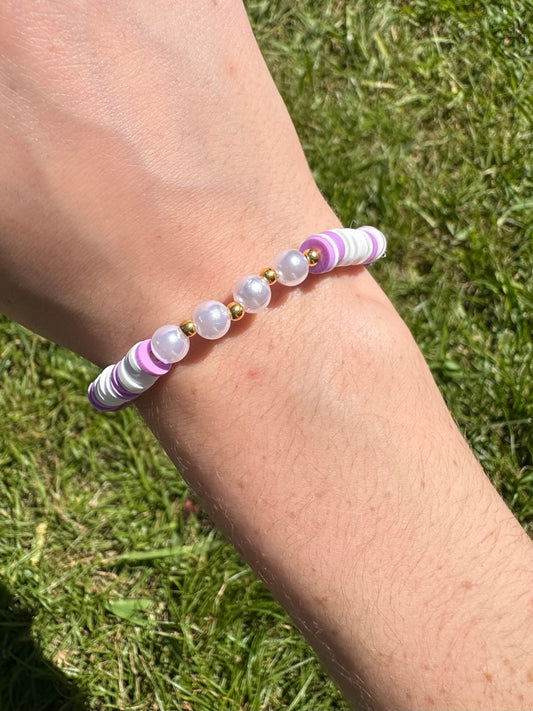 Pearl lavender Clay beads bracelet!