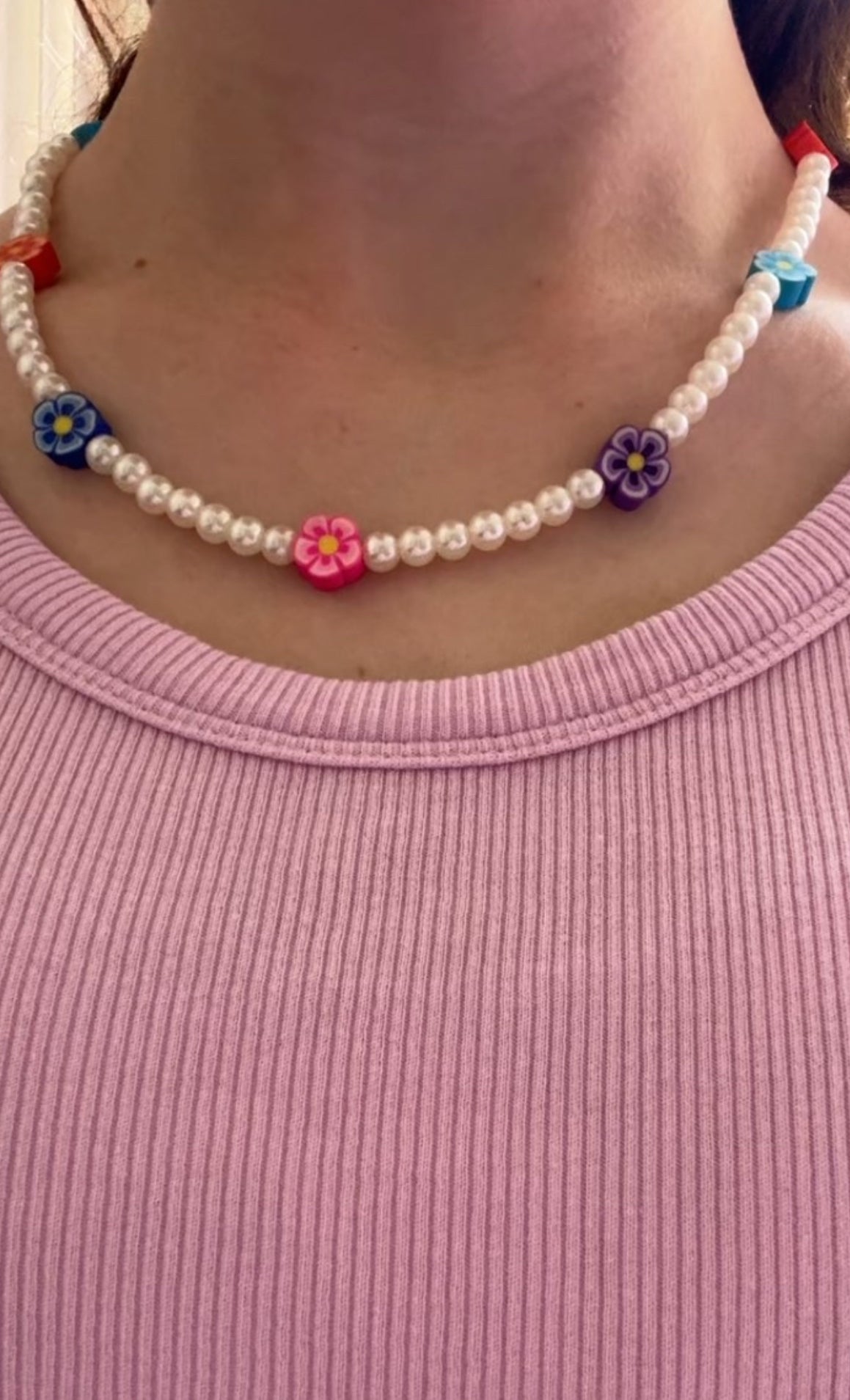 Flower pearl necklace!