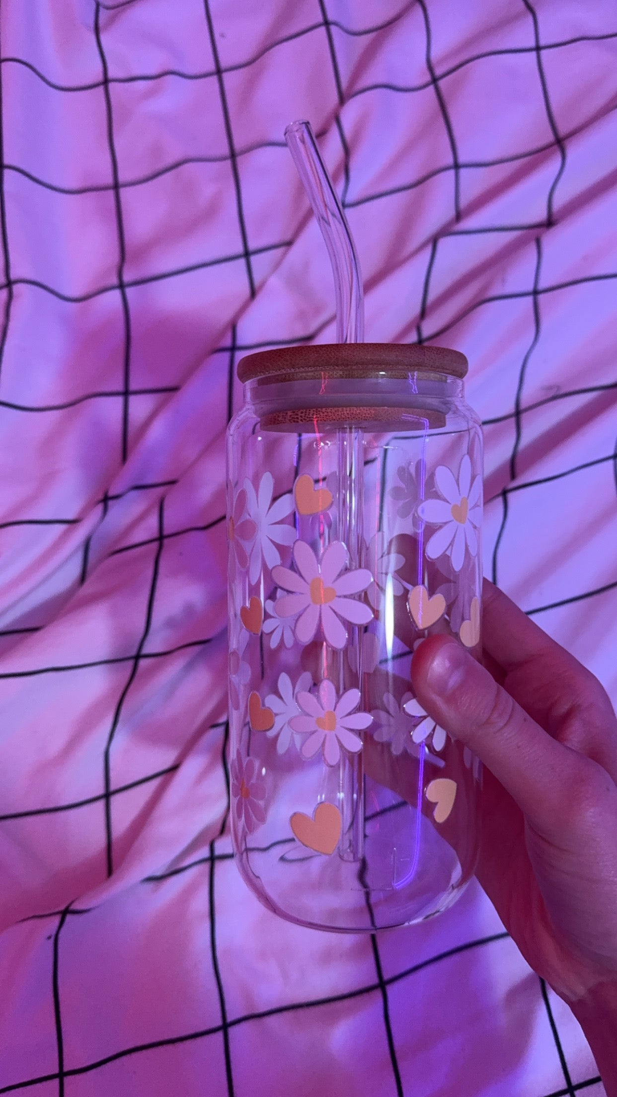 Yellow flower and heart glass cup!